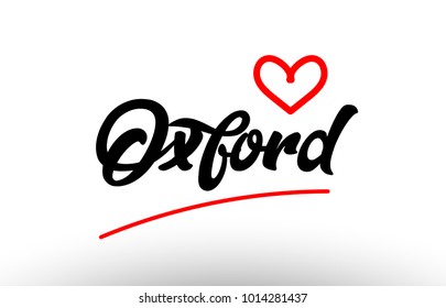 oxford word text of european or europe city with red love heart suitable as a logo for a company or for touristic promotion