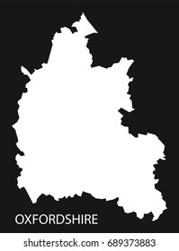 Oxfordshire England UK map black inverted silhouette illustration