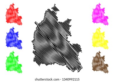 Oxfordshire (United Kingdom, England, Non-metropolitan County, Shire County) Map Vector Illustration, Scribble Sketch Oxon Map