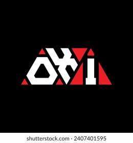 OXI triangle letter logo design with triangle shape. OXI triangle logo design monogram. OXI triangle vector logo template with red color. OXI triangular logo Simple, Elegant, and Luxurious design.