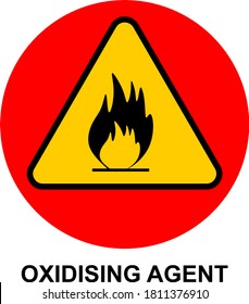 Oxidising Agent icon, Oxidising sign. Alert sign with fire mark. Vector illustration