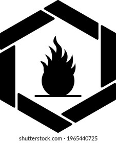 Oxidising Concept Vector Icon Design, Black Hexagonal warning signs, Safety Label and Hazard symbol on white background, Modern industrial signal stock illustration