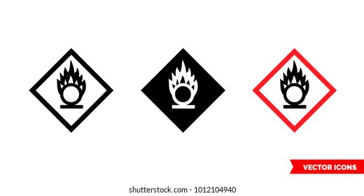 Oxidizing Hazard Icon 3 Types Color Stock Vector (Royalty Free ...