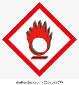 Oxidizing materials. Physical hazard signs. Hazard sticker. EPS 10.