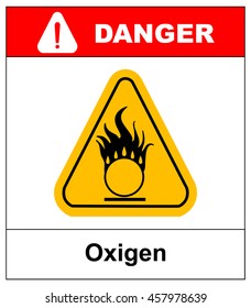 Oxidizing warning symbol in yellow triangle Information sticker for public places Vector illustration Danger banner