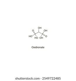 Oxidronat flaches Skelett molekulare Struktur Bisphosphonat Medikament zur Behandlung von Osteoporose verwendet. Wissenschaftliches Vektorgrafik.