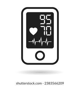 Icono de vector oximeter, dispositivo de monitorización de pulso de dedo en fondo blanco