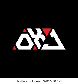 OXJ triangle letter logo design with triangle shape. OXJ triangle logo design monogram. OXJ triangle vector logo template with red color. OXJ triangular logo Simple, Elegant, and Luxurious design.