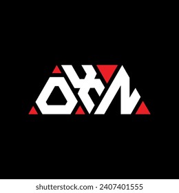 OXN triangle letter logo design with triangle shape. OXN triangle logo design monogram. OXN triangle vector logo template with red color. OXN triangular logo Simple, Elegant, and Luxurious design.