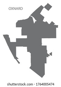 Oxnard California Stadtplan Grau Illustration Silhouette Form