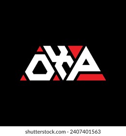 OXP triangle letter logo design with triangle shape. OXP triangle logo design monogram. OXP triangle vector logo template with red color. OXP triangular logo Simple, Elegant, and Luxurious design.