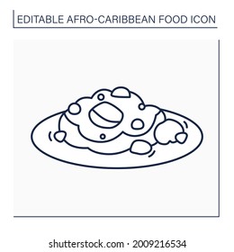 Oxtail line icon. Slow-cooked meat as stew, braised. Traditional dish. Afro-Caribbean food.Local food concept. Isolated vector illustration. Editable stroke