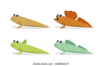 Oxudercinae ; Mudskipper in vector art, side view