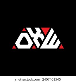 OXW triangle letter logo design with triangle shape. OXW triangle logo design monogram. OXW triangle vector logo template with red color. OXW triangular logo Simple, Elegant, and Luxurious design.