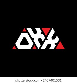 OXX triangle letter logo design with triangle shape. OXX triangle logo design monogram. OXX triangle vector logo template with red color. OXX triangular logo Simple, Elegant, and Luxurious design.