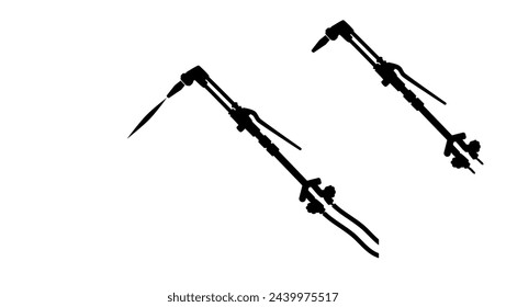 Antorcha de corte de oxi acetileno, silueta aislada negra