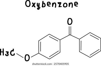 Oxybenzone,chemical structure of Oxybenzone illustration on transparency background