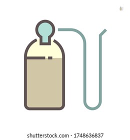 Oxy-fuel welding tool icon. Also called oxyacetylene welding tool or gas welding tool. Consist of torch, fuel gas and oxygen tank. For Oxy-fuel welding and cutting work. 64x64 pixel perfect line icon.