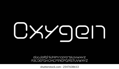 Oxygen, Abstract technology space font and alphabet. techno effect fonts designs. Typography digital sci-fi concept. vector illustration