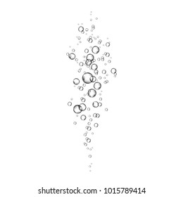 Oxygen air bubbles  flow  on white  background. Fizzy sparkles in water, sea, aquarium, ocean. Soda pop. Champagne. Effervescent drink. Undersea vector texture.