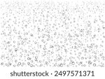 Oxygen air bubbles  flow  in water on white  background. Fizzy sparkles in sea, aquarium. Soda pop. Champagne. Effervescent tablet. Undersea vector texture.