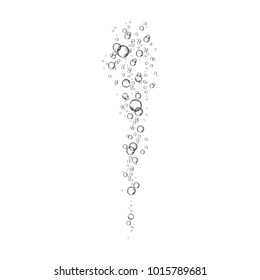 Oxygen air bubbles  stream on white  background. Fizzy sparkles in water, sea, aquarium, ocean. Soda pop. Champagne. Effervescent drink. Undersea vector texture.