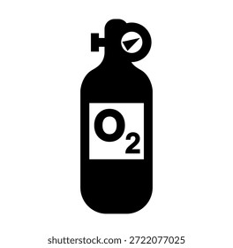 Icono Negro De Oxígeno, Ilustración vectorial, Aislado En La Etiqueta Del Fondo Blanco. EPS10