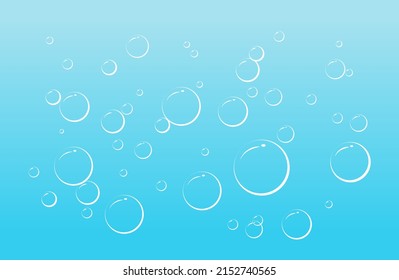 Oxygen bubbles in water. Underwater sparkling oxygen. Vector illustration