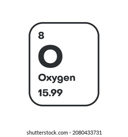 Oxygen chemical element with first ionization energy, atomic mass and electronegativity values ,simple black icon with shadow. Vector illustration