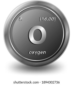Oxygen chemical element. Chemical symbol with atomic number and atomic mass. illustration