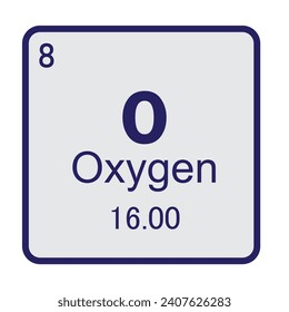 Oxygen chemical element symbol ,Vector Image Illustration Isolated On White Background