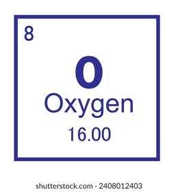 Oxygen chemical element symbol ,Vector Image Illustration Isolated On White Background