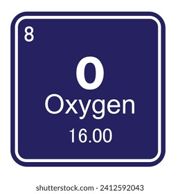 Oxygen chemical element symbol ,Vector Image Illustration Isolated On White Background
