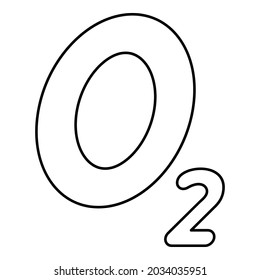 Oxygen chemical formula O2 Air contour outline icon black color vector illustration flat style image