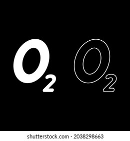Oxygen chemical formula O2 Air icon white color vector illustration flat style image set
