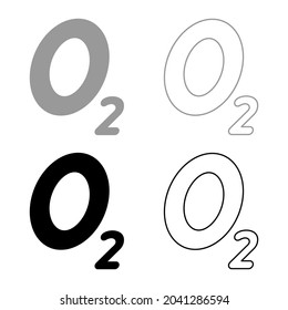 Oxygen chemical formula O2 Air set icon grey black color vector illustration flat style image