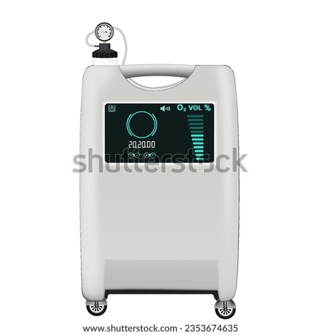 Oxygen Concentrator. Medical oxygen concentrators for patients with COVID-19. Vector image.