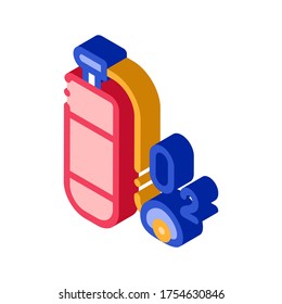 Oxygen Cylinder Alpinism Equipment vector isometric sign. color isolated symbol illustration