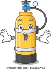 Oxygen cylinder cartoon character design on a surprised gesture