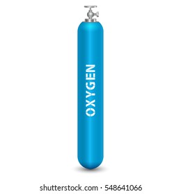 Oxygen cylinder with compressed gas. Vector illustration isolated on white background