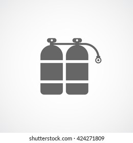 Oxygen Cylinder Flat Icon On White Background