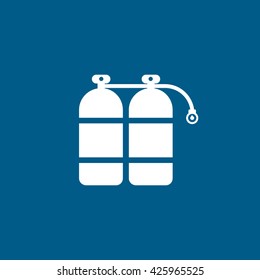 Oxygen Cylinder Flat Icon On Blue Background