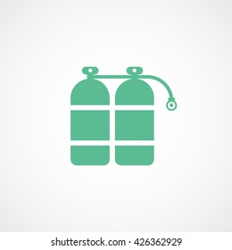 Oxygen Cylinder Green Flat Icon On White Background
