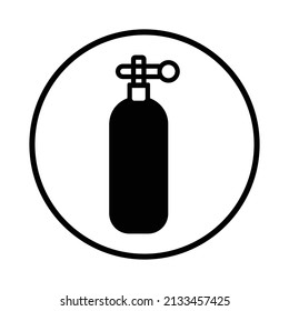 oxygen cylinder icon. Black vector graphics.