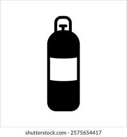 Oxygen cylinder icon with breathing mask. A simple linear view of an oxygen cylinder with a pressure gauge, snorkel and breathing mask. Isolated vector on