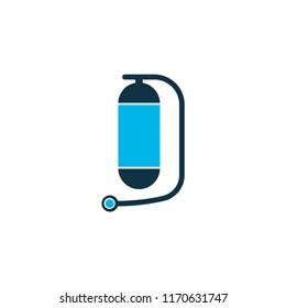 Oxygen cylinder icon colored symbol. Premium quality isolated underwater tank element in trendy style.