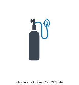 Oxygen Cylinder icon, Gas cylinder tank for all inert and mixed inert gases, vector icon - Vector