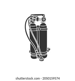 Oxygen Cylinder Icon Silhouette Illustration. Firefighter Vector Graphic Pictogram Symbol Clip Art. Doodle Sketch Black Sign.