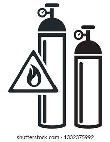 Oxygen Cylinder with Inflammable Icon as EPS 10 File