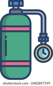 Oxygen cylinder linear color illustration icon